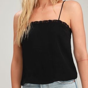 Free People Beyond Me Black Lace Cutout Cami, XS